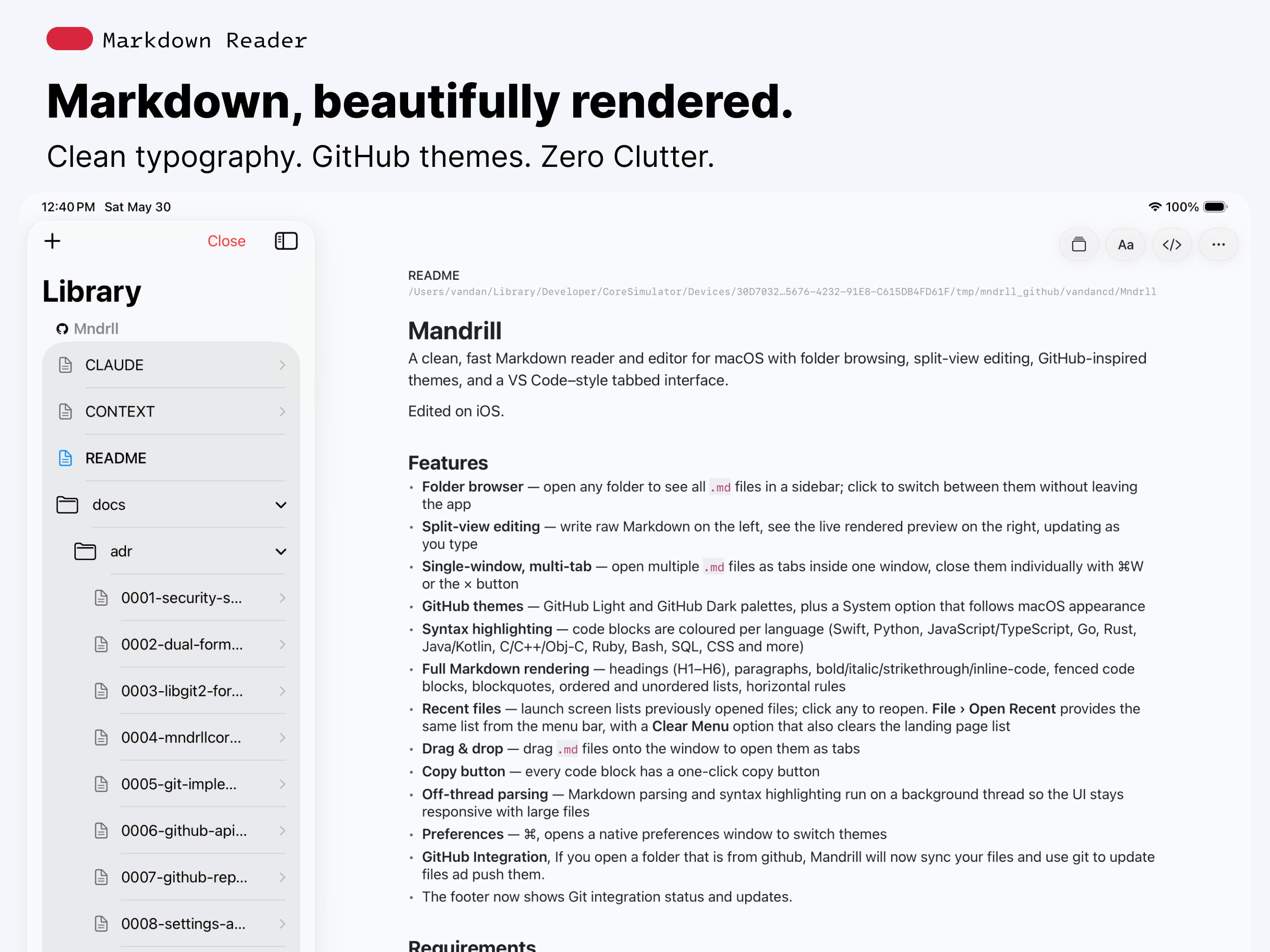 Mandrill for iPad — beautifully rendered Markdown
